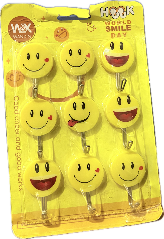 W&X Smiley Wall Hooks – Set of 9 (World Smile Day Edition)